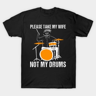 Funny Drummer Drumming Drum Kit Percussion I Wife Ufo Aliens T-Shirt